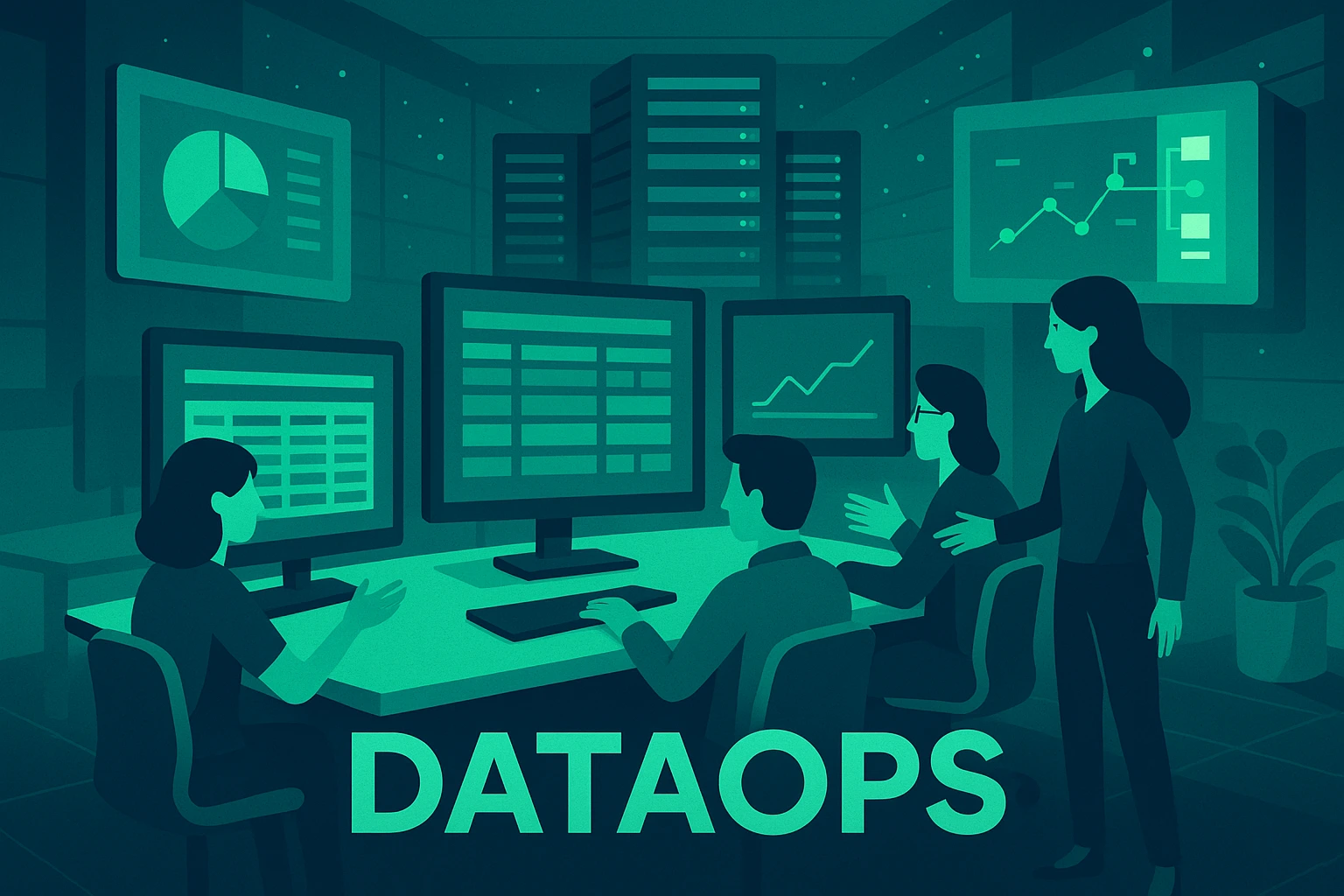 imagen de un equipo de data ops revisando datos