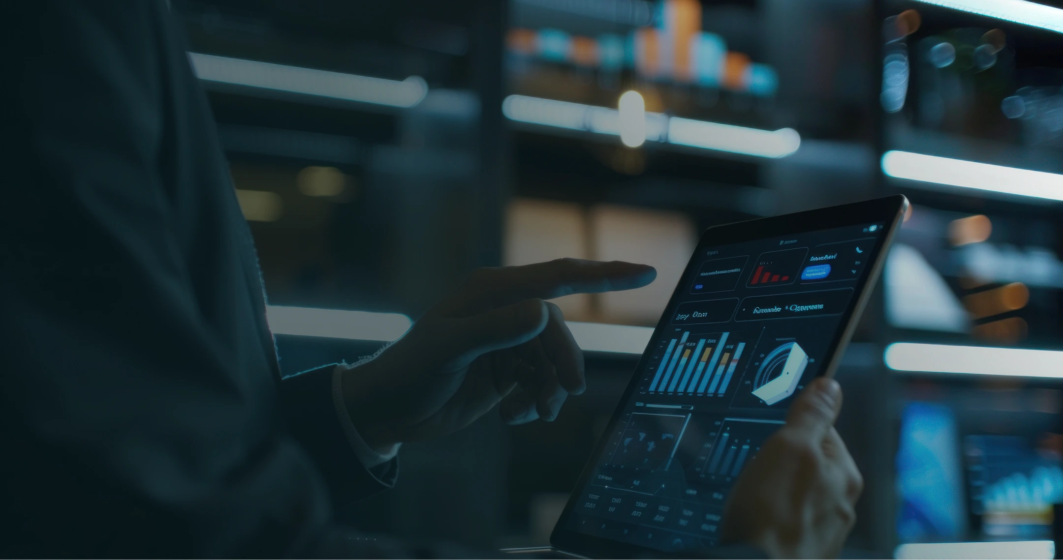 manos haciendo clic en un tablet