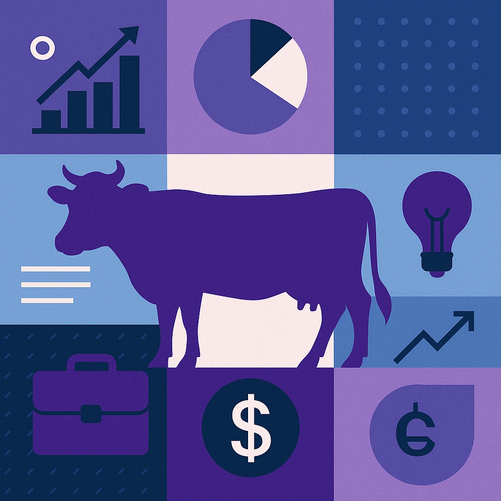 Dibujo de una vaca morada